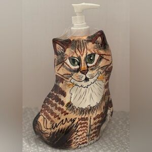 New - Cats by Nina Lyman Green Eyed Cat Ceramic Soap/Lotion Dispenser
